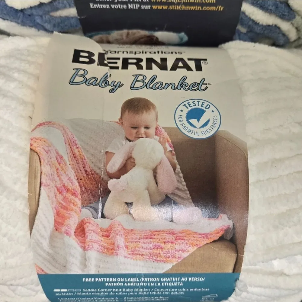 Bernat Blanket Yarn Lot Of 2 - White, Countryside 10.5 Oz Ea